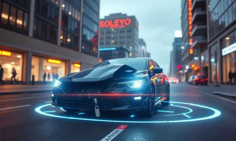 AI scanning a damaged car to assess insurance claims in 2025