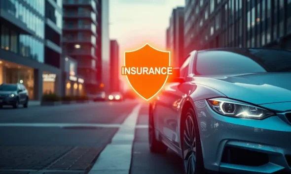 Car protected by comprehensive auto insurance illustration.