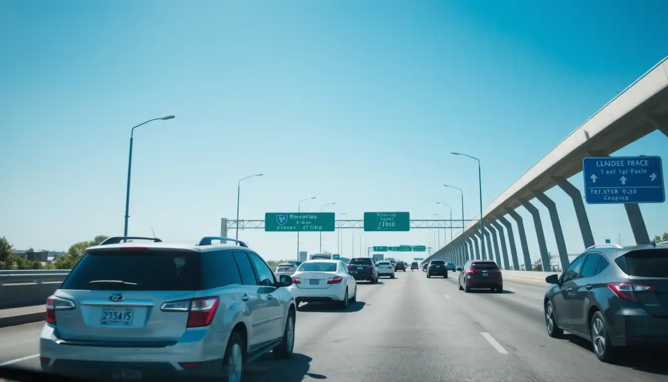 Cars driving on a U.S. highway representing auto insurance coverage.