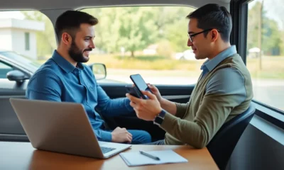 Driver comparing car insurance quotes online at home.