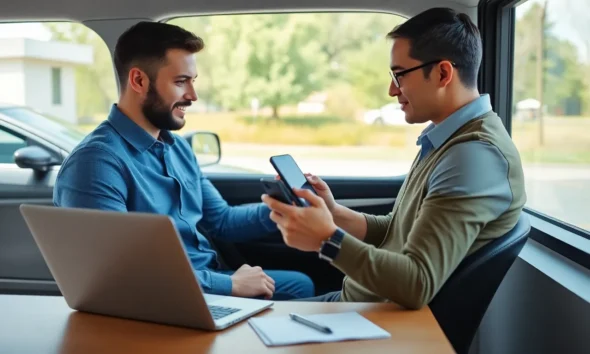 Driver comparing car insurance quotes online at home.