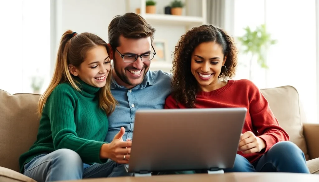 Family comparing car insurance quotes to save money