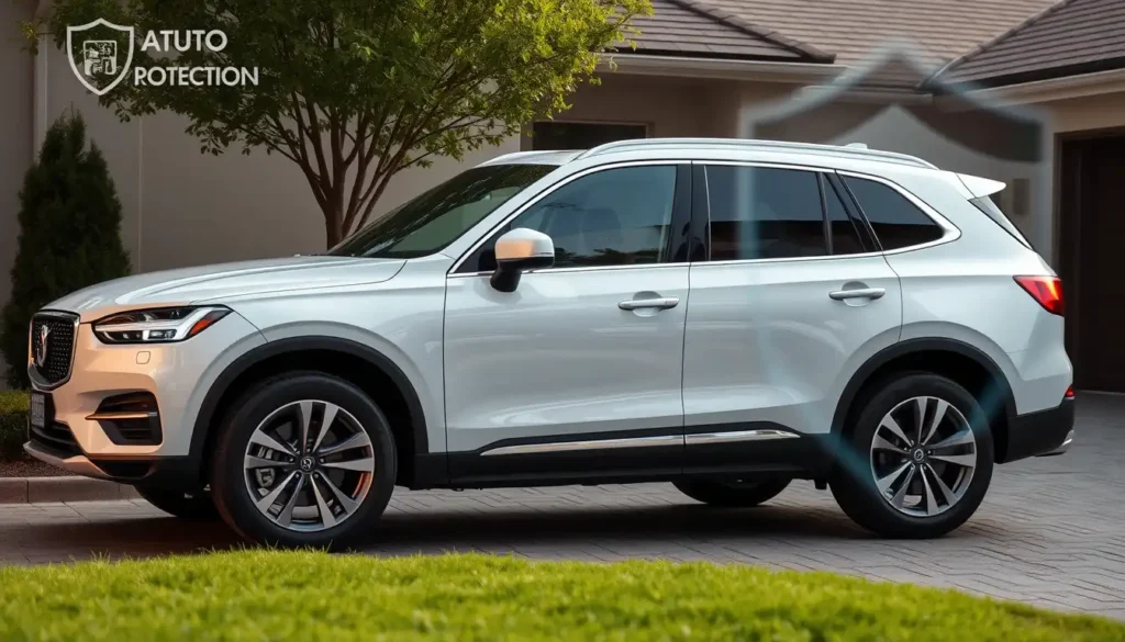 New SUV with insurance protection symbolizing full coverage option
