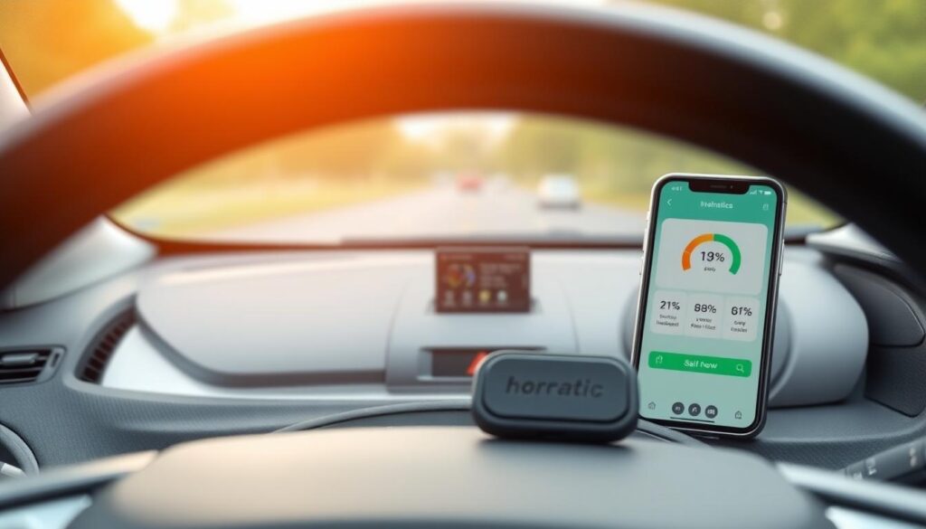 Usage-based insurance app showing safe driving discount.